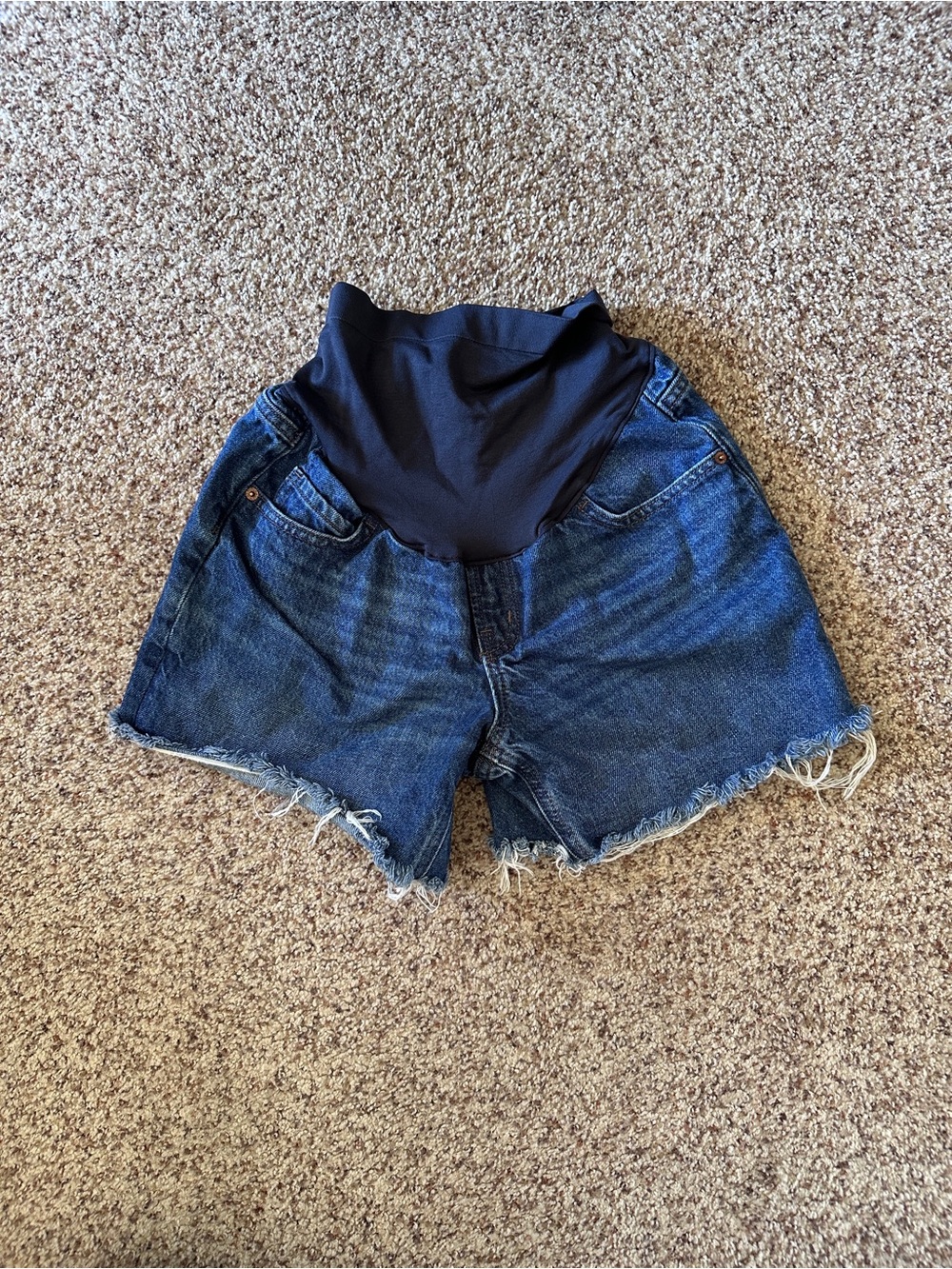 Old Navy Dark Blue Denim Maternity Shorts with full Support Panel
